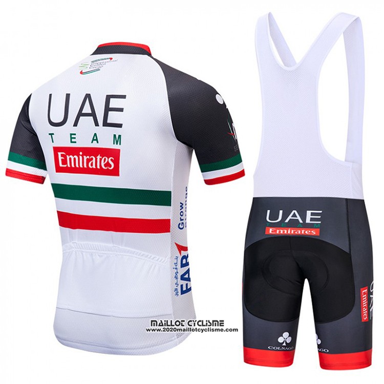 2018 Maillot Ciclismo UCI Mondo Champion UAE Blanc Manches Courtes et Cuissard